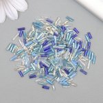 Бисер стекло 2х6 мм &quot;Спиральные трубочки. Сине-голубой меланж&quot; 10 гр ?300 шт