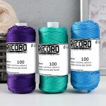 Нить крученая ПП 3пр d=1.1мм (100, зел, син, фиол, Ц4&quot;набор 3 шт)