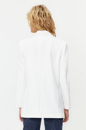 Тканый пиджак на пуговицах с белой подкладкой оверсайз