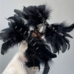 Заколка-краб из страусиных перьев, черная