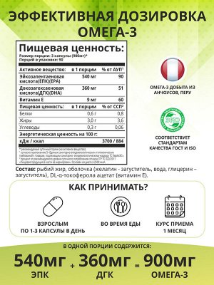 1WIN Omega-3 900мг, 270 капсул, бад