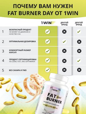 1WIN Эффективный дневной Жиросжигатель Fat Burner Day, 30 капсул, бад