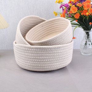 Корзины для хранения плетеные вязаные, для мелочей 3 шт.