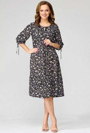 Платье Gizart 5069 черно-фиолетовый цветы
