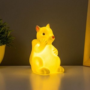 Фигурка светящаяся RISALUX «Белочка», LED-ночник, от батареек 3xLR44, белый, 9x6x10 см
