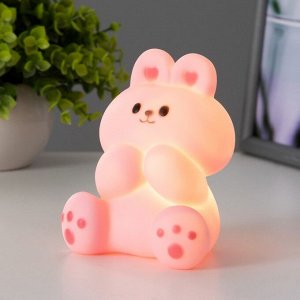 Фигурка светящаяся RISALUX «Зайчик», LED-ночник, 2 Вт, от батареек 3xLR44, розовый, 7x9x11 см