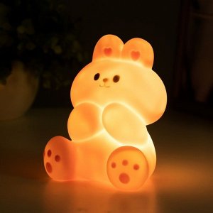 Фигурка светящаяся RISALUX «Зайчик», LED-ночник, 2 Вт, от батареек 3xLR44, розовый, 7x9x11 см