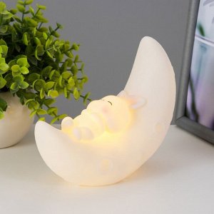 Фигурка световая RISALUX «Зайка на луне», LED-ночник, 2 Вт, от батареек 3xLR44, белый, 14x6.5x12 см