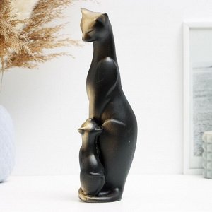 Фигурка гипс «Кошка с котенком», чёрная в золоте, 21x7x7 см