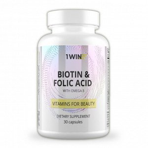 1WIN «Биотин и фолиевая кислота с Омега-3», мжк, облонг 20, 30 капсул, бад