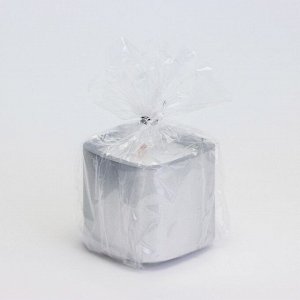 Свеча "Квадрат. Мрамор" в подсвечнике из гипса малый,5х4,5 см,серебро
