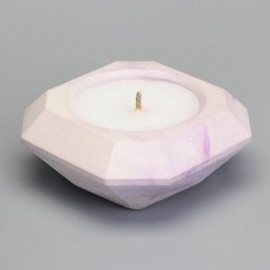 Свеча "Квадрат" в подсвечнике со скошенными углами малый,9х3,5см,мрамор с фиолет. полосками