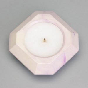 Свеча "Квадрат" в подсвечнике со скошенными углами малый,9х3,5см,мрамор с фиолет. полосками