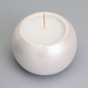 Свеча "Шар" в подсвечнике из гипса гладкий, 9,5х6,5см, белый перламутр