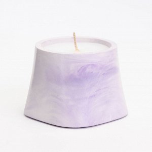 Свеча "Трапеция" в подсвечнике из гипса гладкая, 8х6см, мрамор с фиолетовыми полосками