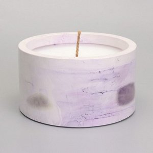 Свеча «Цилиндр» в подсвечнике из гипса, 11,5х11,5х6,5 см, мрамор с фиолетовым