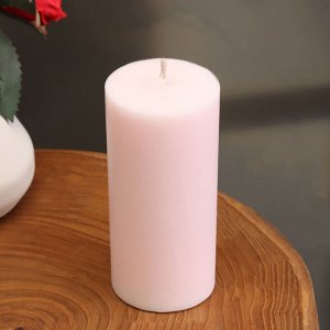 Свеча-цилиндр гладкая,5х10 см, пальмовый воск, светло-розовая, 6 ч