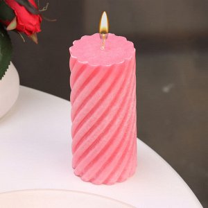 Свеча-цилиндр "Спираль",5х10 см, пальмовый воск, розовая, 6 ч