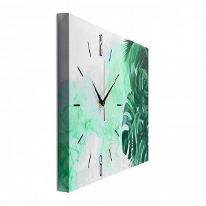 Часы-картина настенные, серия: Интерьер, "Листья", плавный ход, 35 х 60 см