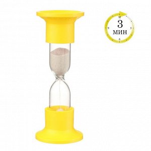 Песочные часы настольные на 3 минуты, h-12 см, d - 4.4 см, упаковка пакет, микс