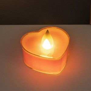 Светодиодная свеча, ночник LED RISALUX «Сердце», 0.5 Вт, от батареек 3xAG10, розовый, 5x5x4 см