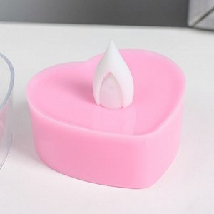 Светодиодная свеча, ночник LED RISALUX «Сердце», 0.5 Вт, от батареек 3xAG10, розовый, 5x5x4 см