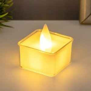 Светодиодная свеча, ночник LED RISALUX «Квадрат», 0.5 Вт, от батареек 3xAG10, белый, 4x4x4.5 см