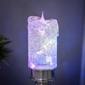 УЦЕНКА Ночник "Ледянна свеча" LED 1Вт от батареек 3хLR44 хром 4,5х4,5х12 см
