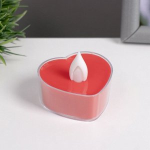 Светодиодная свеча, ночник LED RISALUX «Свеча сердце», 0.5 Вт, от батареек 3xAG10, красный, 5x5x4 см