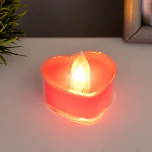 Светодиодная свеча, ночник LED RISALUX «Свеча сердце», 0.5 Вт, от батареек 3xAG10, красный, 5x5x4 см