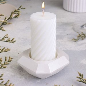 Подсвечник на 1 свечу «Квадрат» из гипса со скошенными углами, 9x3.5 см, белый перламутр
