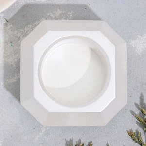 Подсвечник на 1 свечу «Квадрат» из гипса со скошенными углами, 9x3.5 см, белый перламутр