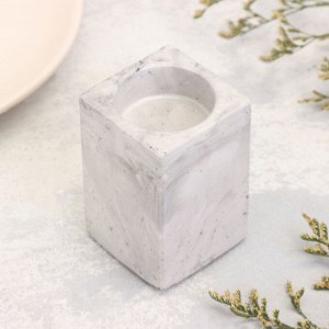 Подсвечник "Квадрат" из гипса, 5х8см,мрамор с чёрными полосками