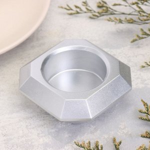 Подсвечник "Квадрат" из гипса со скошенными углами малый,9х3,5см, серебро