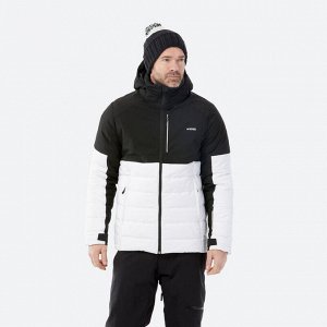 Мужская теплая лыжная куртка средней длины 100 — черный/белый