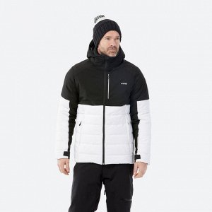 DECATHLON Мужская теплая лыжная куртка средней длины 100 — черный/белый