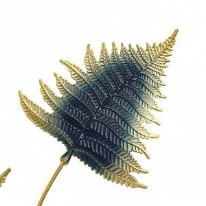 Панно интерьерное металл "Листья папоротника" сине-золотые 1х39,5х60 см