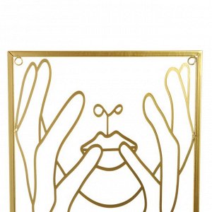 Панно интерьерное металл "Лицо и руки" золото 1х30х50 см