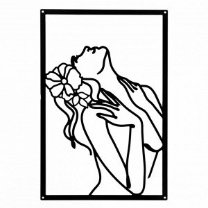 СИМА-ЛЕНД Панно интерьерное металл &quot;Девушка с цветком в волосах&quot; чёрное 30х45 см