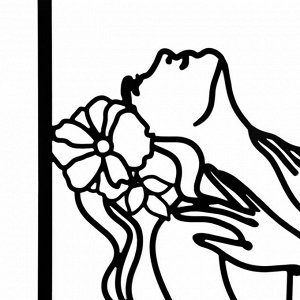 Панно интерьерное металл "Девушка с цветком в волосах" чёрное 30х45 см