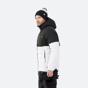 DECATHLON Мужская теплая лыжная куртка средней длины 100 — черный/белый