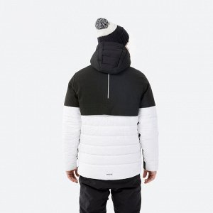 DECATHLON Мужская теплая лыжная куртка средней длины 100 — черный/белый