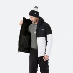 DECATHLON Мужская теплая лыжная куртка средней длины 100 — черный/белый