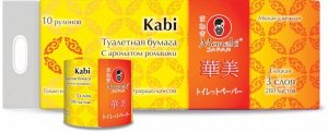 Бумага туалетная "Maneki" Kabi 3 слоя, 280 л., 39.2 м, гладкая, белая с ароматом Ромашки, 10 р/упак