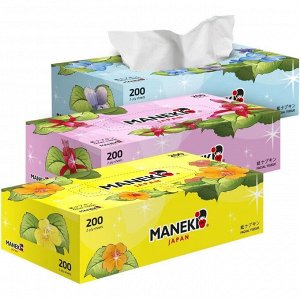 Салфетки бумажные "Maneki" DREAM 2 слоя, белые, 200 шт./коробка