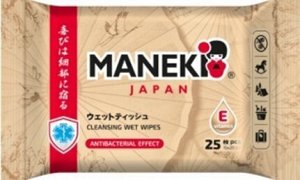Салфетки влажные "MANEKI", очищающие и увлажняющие для всей семьи с витамином Е, 25 шт./упак