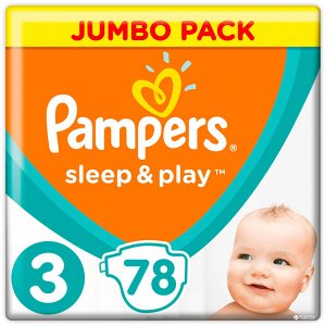 PAMPERS Подгузники Sleep & Play Midi Джамбо Упаковка 78