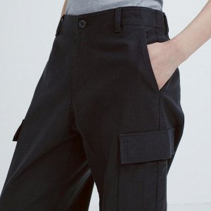 Широкие прямые брюки-карго (длина 70-72 см.), темно серый