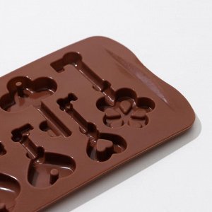 Форма силиконовая для льда и кондитерских украшений Доляна «Ключики», 21×10,5×1,5 см, 8 ячеек, цвет шоколадный