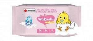 Влажные салфетки Watashi для детей  0+ big-pack 54шт